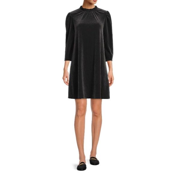 Velvet Ruffled Neck Dress - Picture 5 of 5